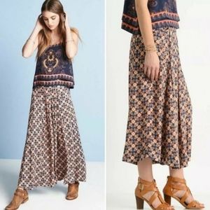 Free People Swept Away Cropped Wide Leg Pants with Skirt Overlay and Pockets